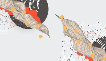 Abstract art background. Modern science or technology art elements. Surface illustration. Hand made vector.のイラスト素材