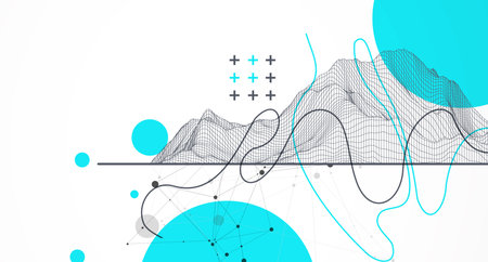 Trendy abstract wireframe background. Modern science or technology art elements. Surface...