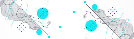Trendy abstract wireframe background. Modern science or technology art elements. Surface...
