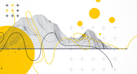 Trendy abstract wireframe background. Modern science or technology art elements. Surface...