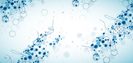 Abstract hexagon background with plexus effect for design works. Vector illustration.のイラスト素材