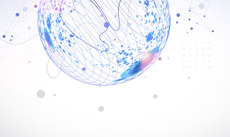 Abstract sphere background with plexus effect. 3D surface. Vector illustration.のイラスト素材