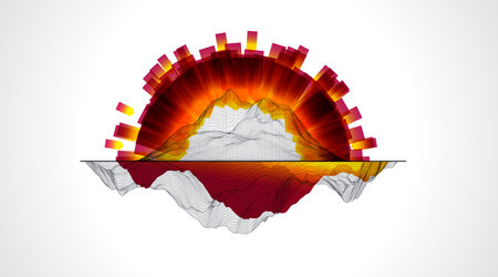 Trendy abstract wireframe background. Modern science or technology art elements. Surface illustration.のイラスト素材