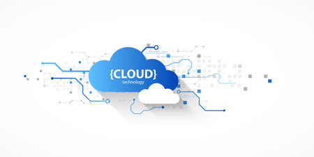 Cloud storage technology. Integrated digital web concept background.