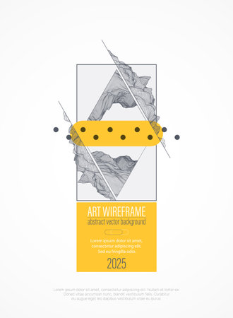Wireframe design for posters. Page layout. ART background. Scientific cover template for presentations.のイラスト素材