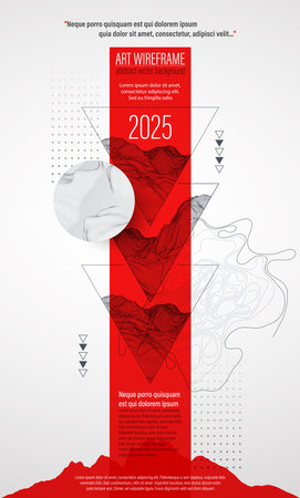 Wireframe design for posters. Page layout. ART background. Scientific cover template for presentations.のイラスト素材