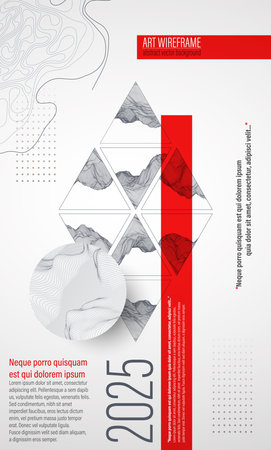 Wireframe design for posters. Page layout. ART background. Scientific cover template for presentations.のイラスト素材
