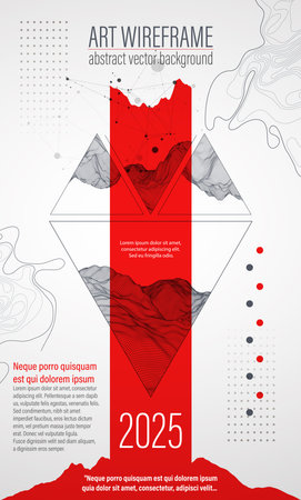 Wireframe design for posters. Page layout. ART background. Scientific cover template for presentations.のイラスト素材
