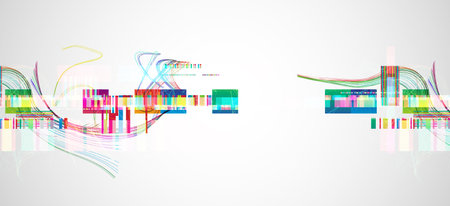 Abstract colorful background with different elements and lines. Color chaos. Vector illustration.のイラスト素材