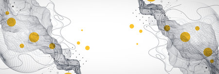 The abstract wave is made in a frame style. Template for science and technology presentation. Sphere art. Vector.のイラスト素材