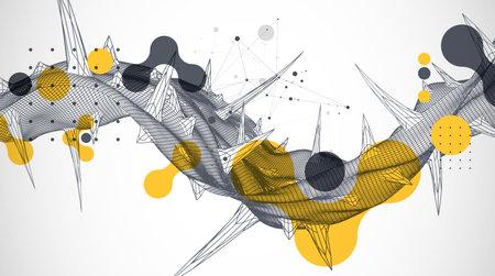 Wireframe science background with plexus effect. Futuristic vector illustration.のイラスト素材
