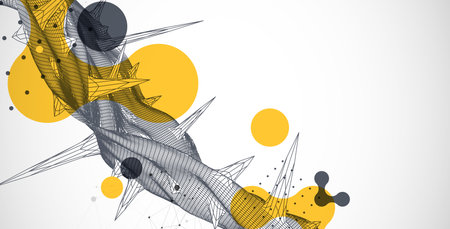 Wireframe science background with plexus effect. Futuristic vector illustration.のイラスト素材
