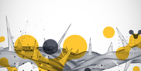 Wireframe science background with plexus effect. Futuristic vector illustration.のイラスト素材