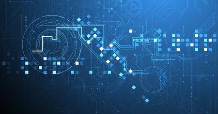 Abstract background. Scientific and technological concept with the use of technical elements formed in the shape of a circle. Vectorのイラスト素材