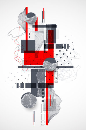 Abstract art wireframe background. Modern science or technology art elements. Surface illustration.のイラスト素材