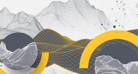 The abstract wave is made in a frame style. Template for science and technology presentation. Vector...
