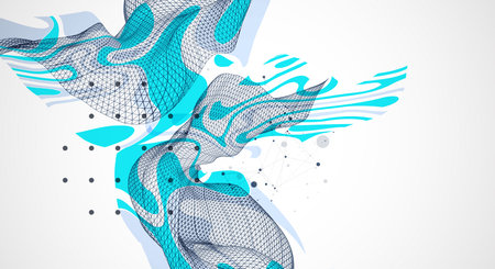 The abstract wave is made in a frame style. Template for science and technology presentation. Vector art.のイラスト素材