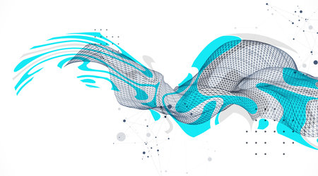 The abstract wave is made in a frame style. Template for science and technology presentation. Vector art.のイラスト素材