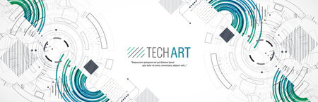 Abstract background. Scientific and technological concept with the use of technical elements formed in the shape of a circle. Vectorのイラスト素材