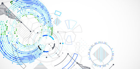 Abstract background. Scientific and technological concept with the use of technical elements formed in the shape of a circle. Vectorのイラスト素材