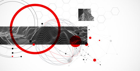 Abstract art background. Modern science or technology art elements. Wireframe surface illustration.のイラスト素材