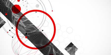 Abstract art background. Modern science or technology art elements. Wireframe surface illustration.のイラスト素材