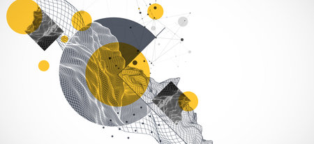 Modern science and technology background. Abstractwireframe art. Vector.のイラスト素材