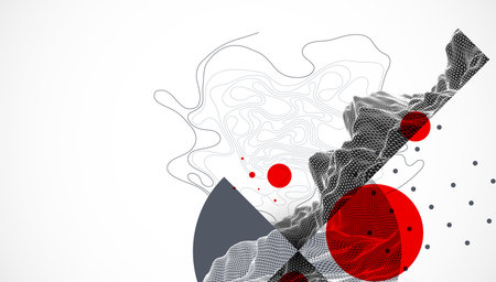 Abstract composition with wireframe art elements. Vectorのイラスト素材