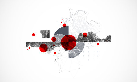 Abstract composition with wireframe art elements. Vectorのイラスト素材