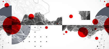 Abstract composition with wireframe art elements. Vectorのイラスト素材