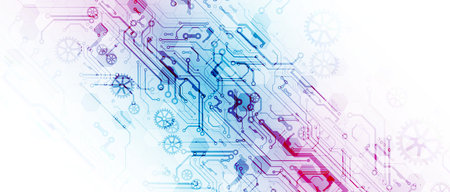 Technology abstract background. Hand drawn vector.