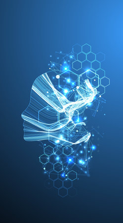 Artificial Intelligence. Technical background. Big data concept. Machine cyber mind.のイラスト素材