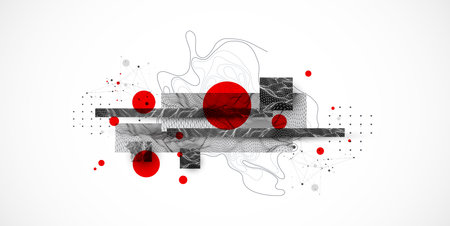 Abstract background. Modern science art elements. Wireframe surface illustration.のイラスト素材