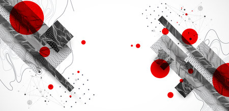 Abstract background. Modern science art elements. Wireframe surface illustration.のイラスト素材