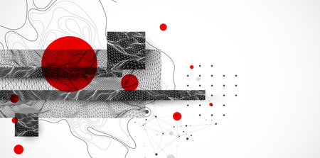 Abstract background. Modern science art elements. Wireframe surface illustration.のイラスト素材