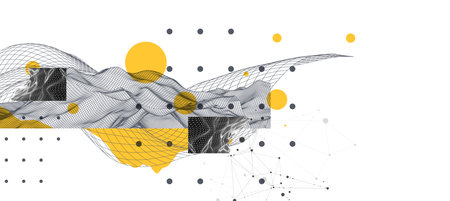 Abstract wireframe background. Modern science art elements. Surface illustration.