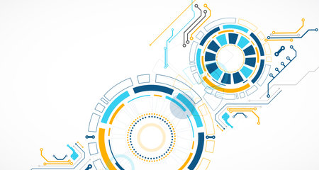 Abstract background. Scientific and technological concept with the use of technical elements formed in the shape of a circle. Vectorのイラスト素材