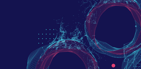 Abstract wireframe background. Modern science art elements.  Vector.のイラスト素材
