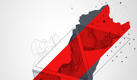 Wireframe abstract mountains in the middle of a triangle. ART background.のイラスト素材