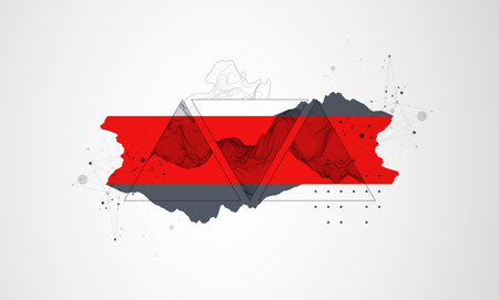 Wireframe abstract mountains in the middle of a triangle. ART background.のイラスト素材