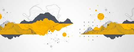 Trendy abstract wireframe background. Mountain art elements. Surface illustration. Vector.のイラスト素材