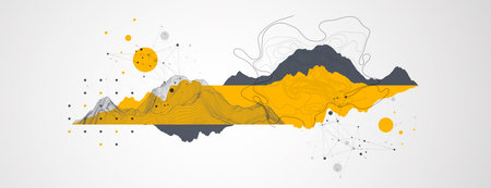 Trendy abstract wireframe background. Mountain art elements. Surface illustration. Vector.のイラスト素材