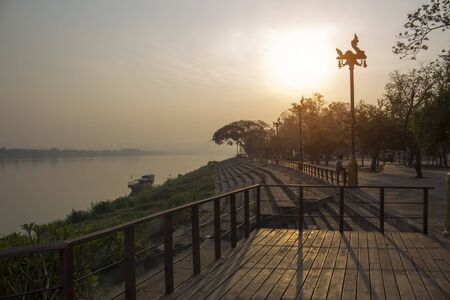 Evening landscape of the Mekong River in Chiang Khan District, Loei Province, Thailandの写真素材