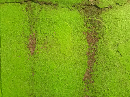 Green cement wall background in vintage style for graphic design or wallpaper. Pattern of old concrete floor in retro concept.の写真素材