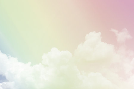 Sky and clouds in pastel tones.Colorful natural background for graphic design or wallpaper in the romantic love conceptの写真素材