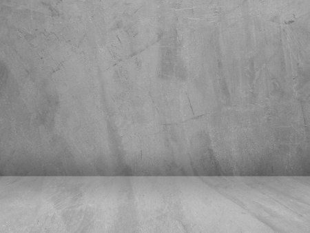 Concrete wall background for displaying products in 3d. Pattern of white cement floor in vintage style for graphic design or wallpaper. Gray abstract texture detail in construction.の写真素材