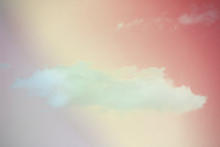 Beautiful sky and clouds in pastel tones. Fluffy soft background in vintage style for graphic design or wallpaper. Colorful natural in the romantic love concept.の写真素材