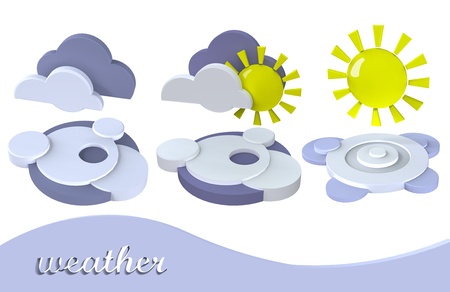 3d weather symbol sun, cloudの写真素材