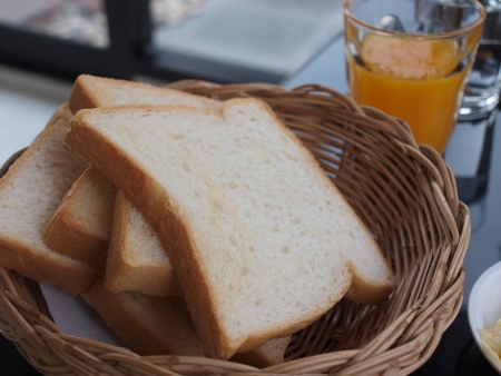 Slice of bread in a basket
