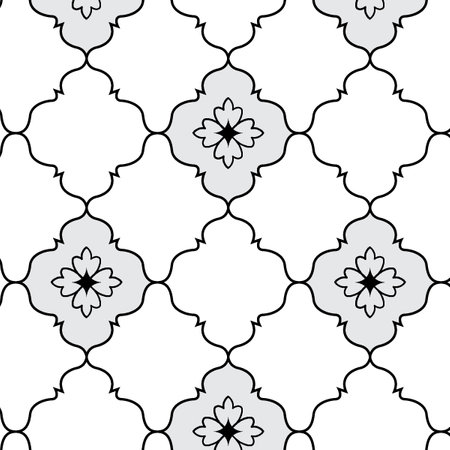 Seamless pattern with black and white ornament. Vector illustration.の写真素材